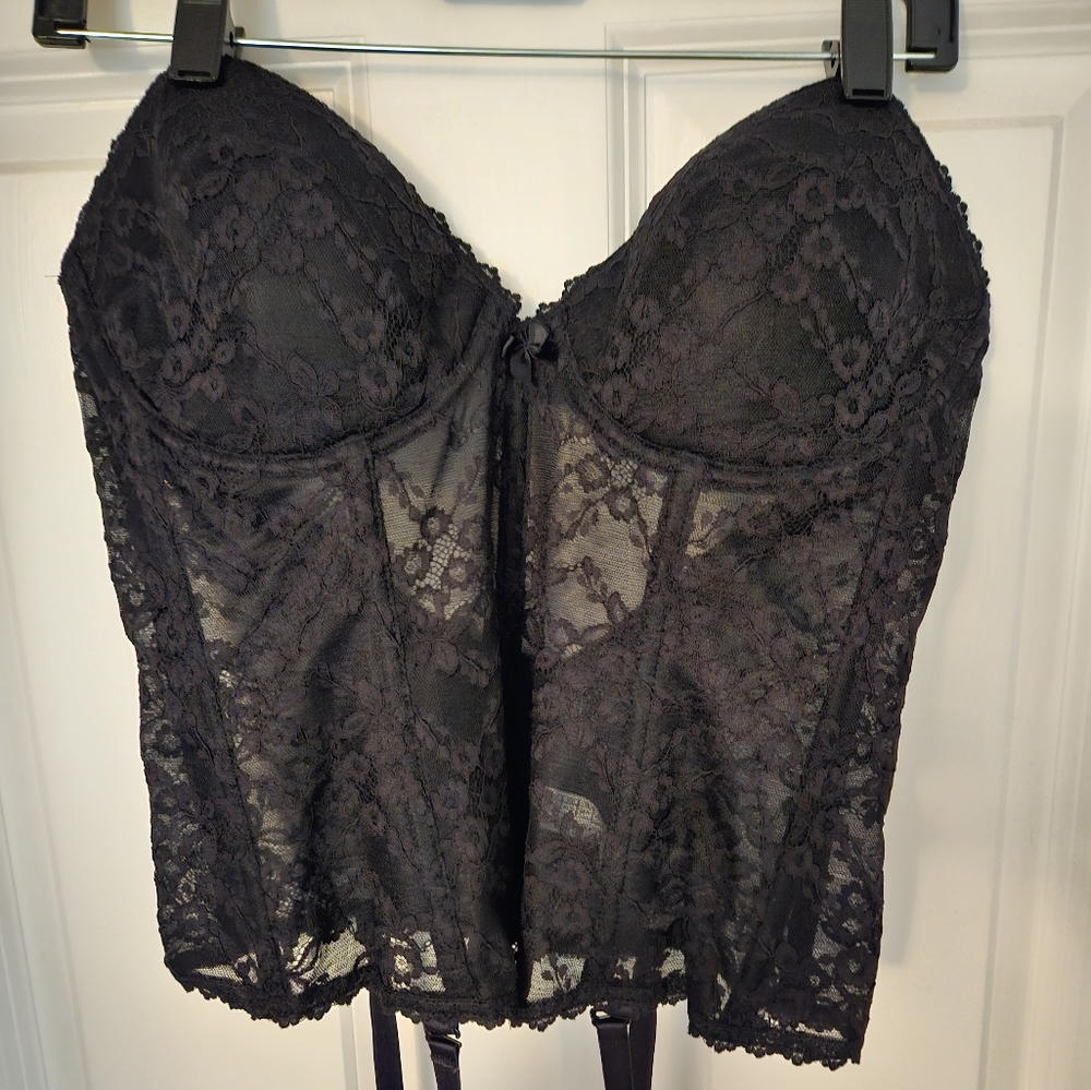 Black lace corset and tights - fits 36DD/ Large